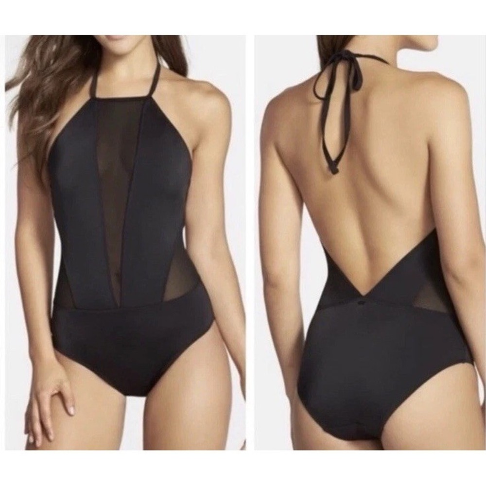 Ted Baker London Women's Black Mesh Panel Swimsuit Sz 1 = US Size 4 New NWT Swim
